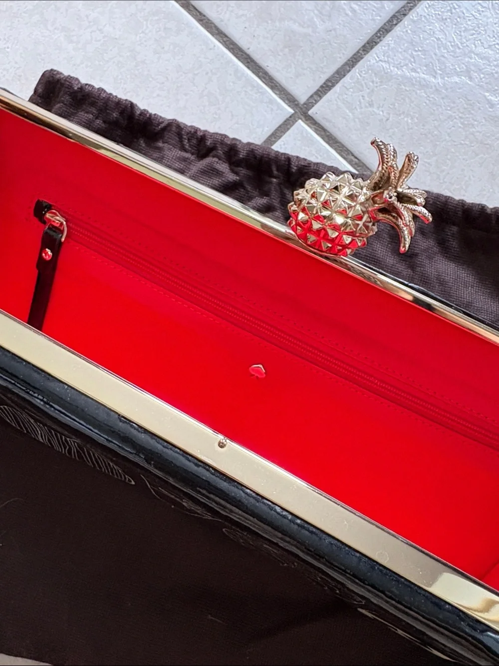 Vintage kate spade Tiki Bar Cocktail clutch with pineapple clasp